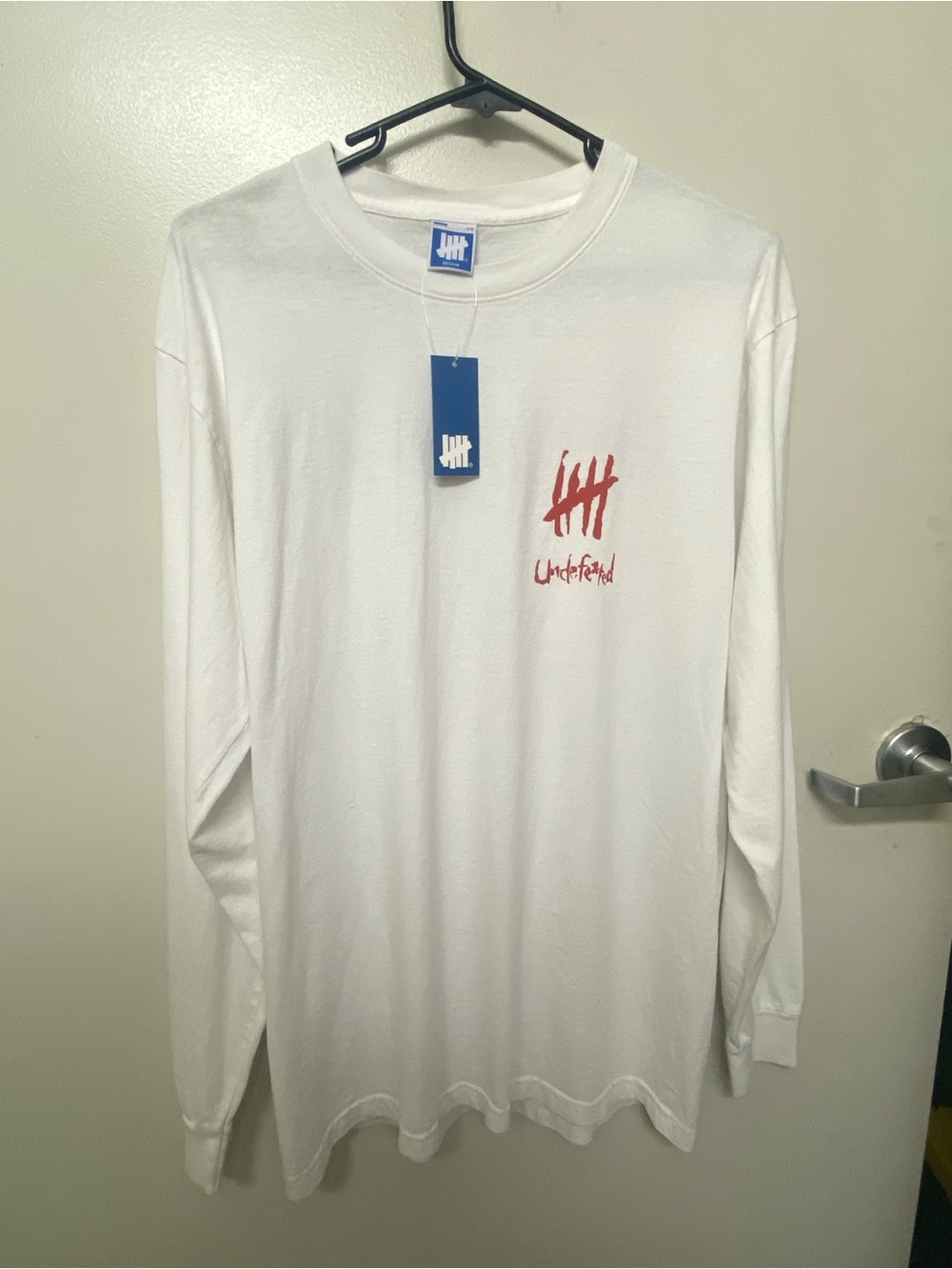 NWT Undefeated White Long-Sleeve Tee with Red Logo